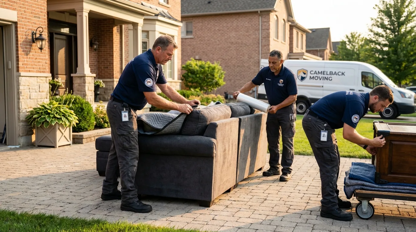 Large estate moving crew wrapping furniture in Greensboro, MD